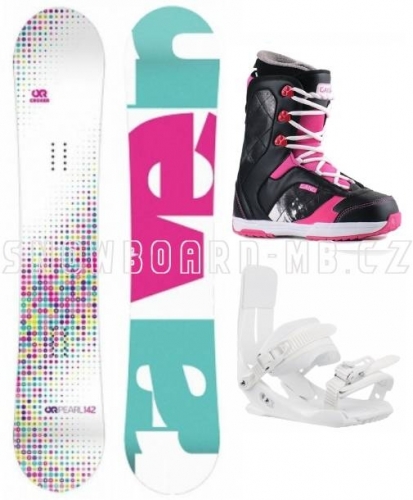 Dívčí dětský snowboardový komplet Raven Pearl s růžovými botami