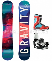 Dívčí a dámský snowboard komplet Gravity Fairy, barevné boty Max blue/red