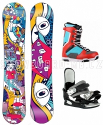 Juniorský a dětský snowboardový komplet Beany Bark s botami a vázáním