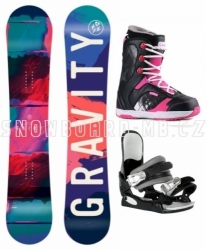 Dívčí dětský snowboardový komplet Gravity Fairy s botami Gang pink