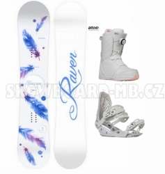 Dámský snowboard komplet Raven Mia white bílo-modrý a boty s utahovacím kolečkem