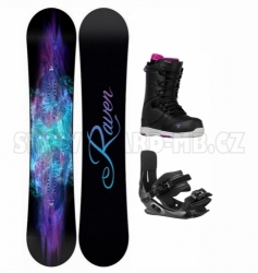 Dámský snowboardový komplet Raven Aura, černé vázání a boty Gravity 