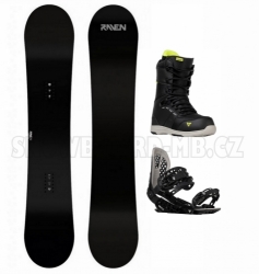 Snowboardový set Raven Pure black s vázáním a botami Gravity 