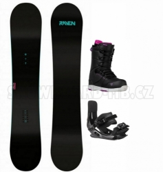 Dámský snowboardový set Raven Pure black/mint a černé boty Gravity Bliss