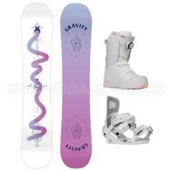 Dívčí snowboardový komplet Gravity Fairy, bílé vázání a boty s kolečkem