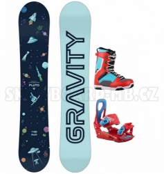 Dětský snowboard komplet Gravity Pluto s barevnými botami a vázáním